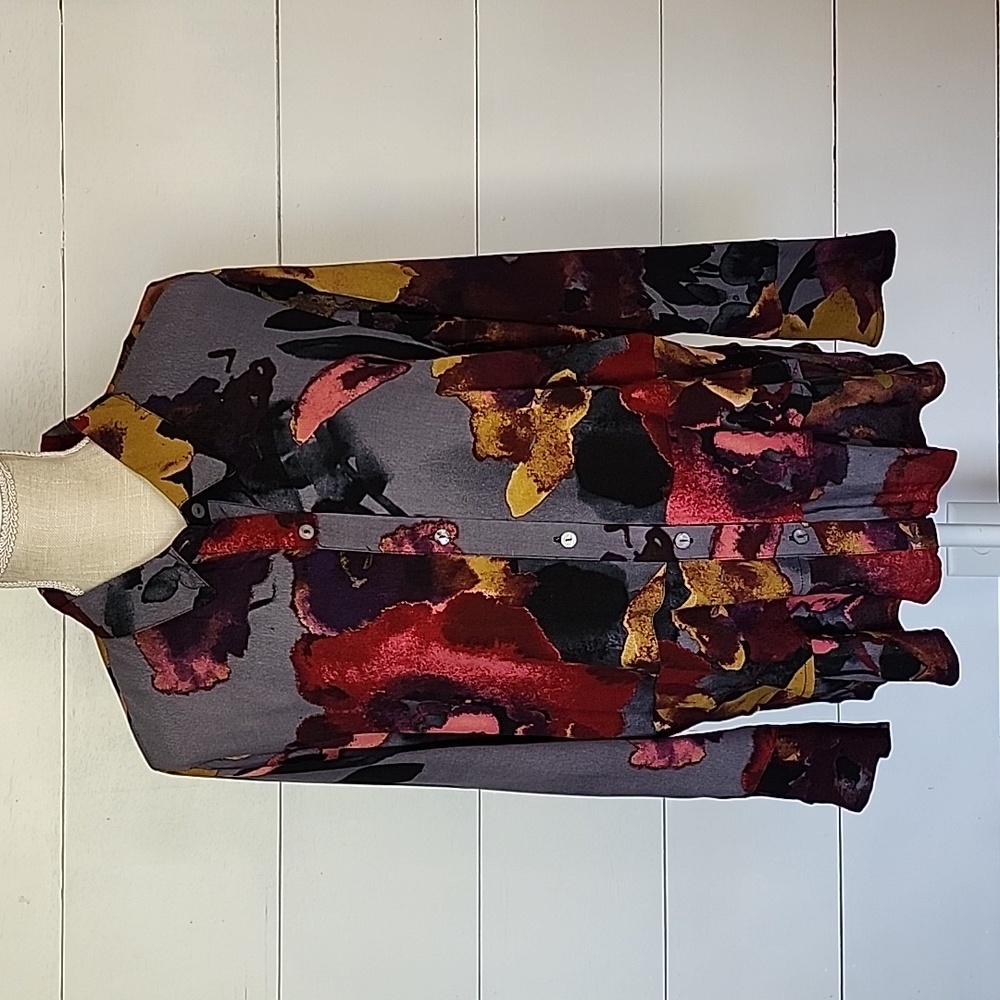 Printed Button-Front Blouse - Multi Color
